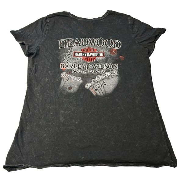 Vintage Harley Davidson Women’s XL Deadwood South Dakota Graphic Tee Distressed - Picture 2 of 6